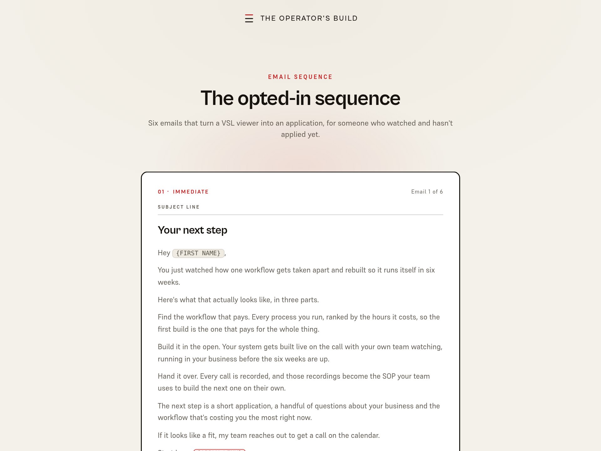 Opted-in sequence preview