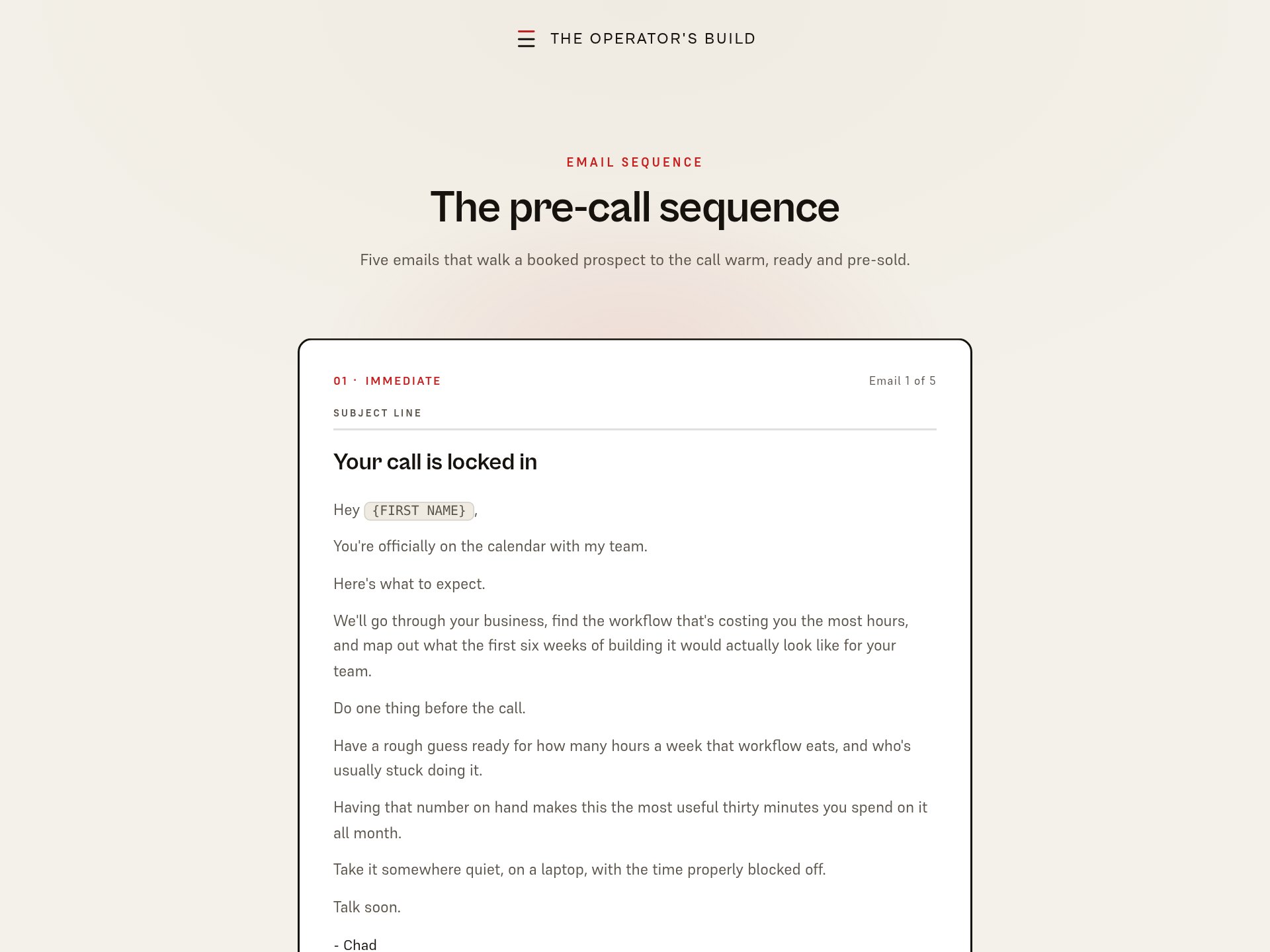 Pre-call sequence preview